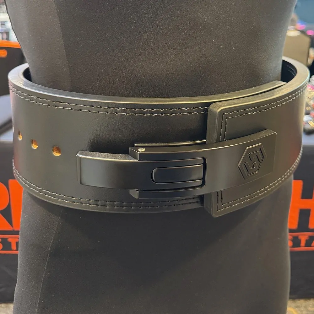 13mm Premium Black Leather Lever Belt