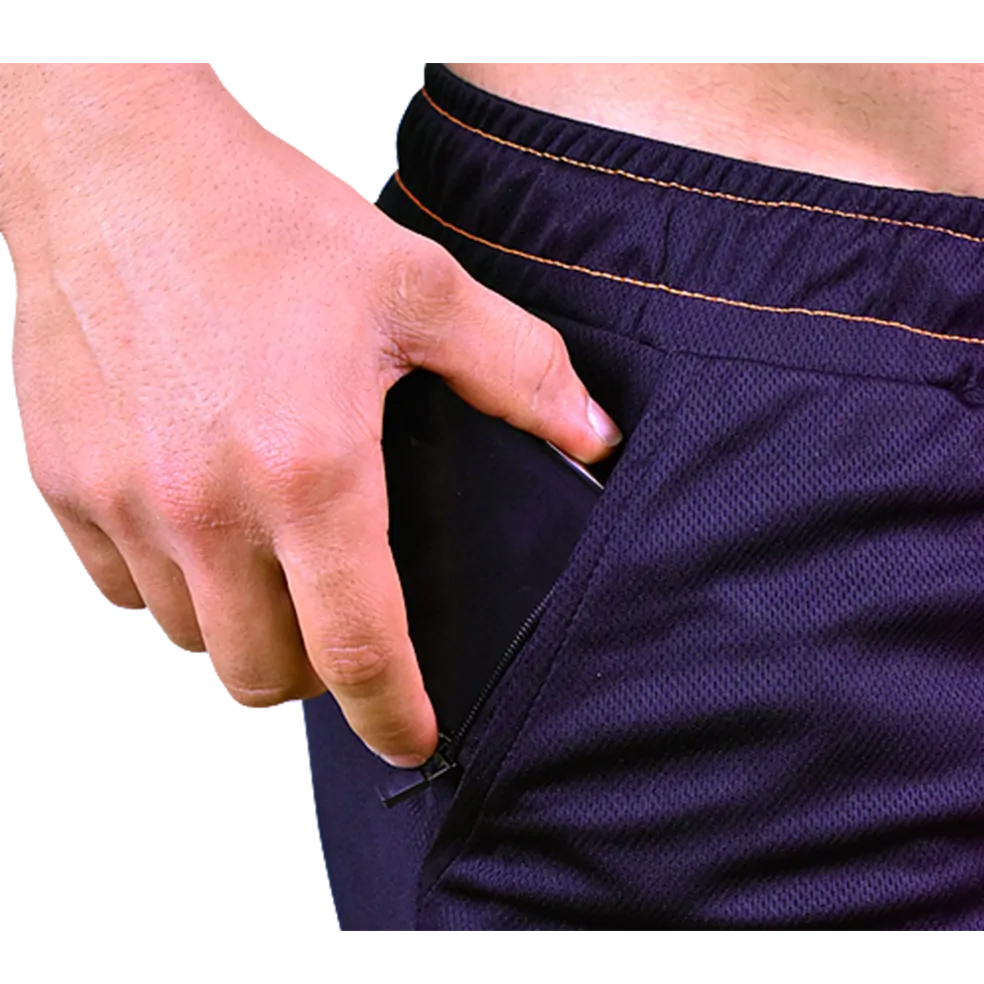 Harris Training Shorts- Black & Orange Stitch