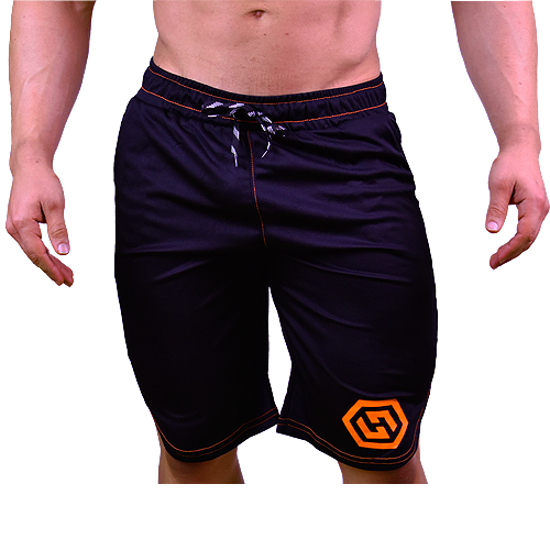 Harris Training Shorts- Black & Orange Stitch