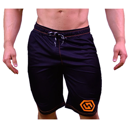 Harris Training Shorts- Black & Orange Stitch